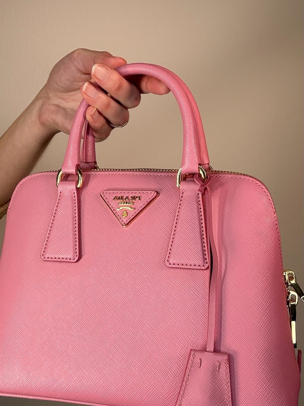 Prada Pink Saffiano Leather Top Handle Bag - Picture 2 of 6